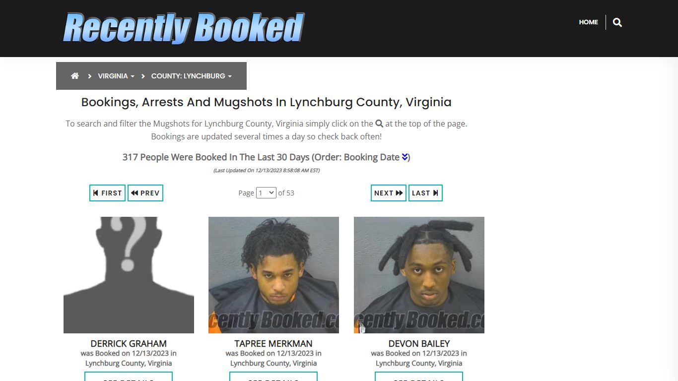 Bookings, Arrests and Mugshots in Lynchburg County, Virginia