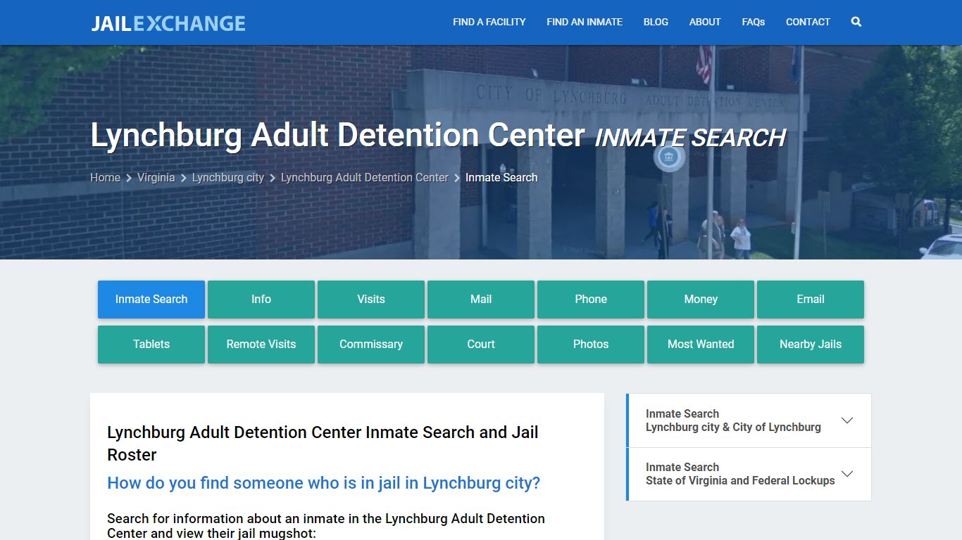 Lynchburg Adult Detention Center Inmate Search - Jail Exchange